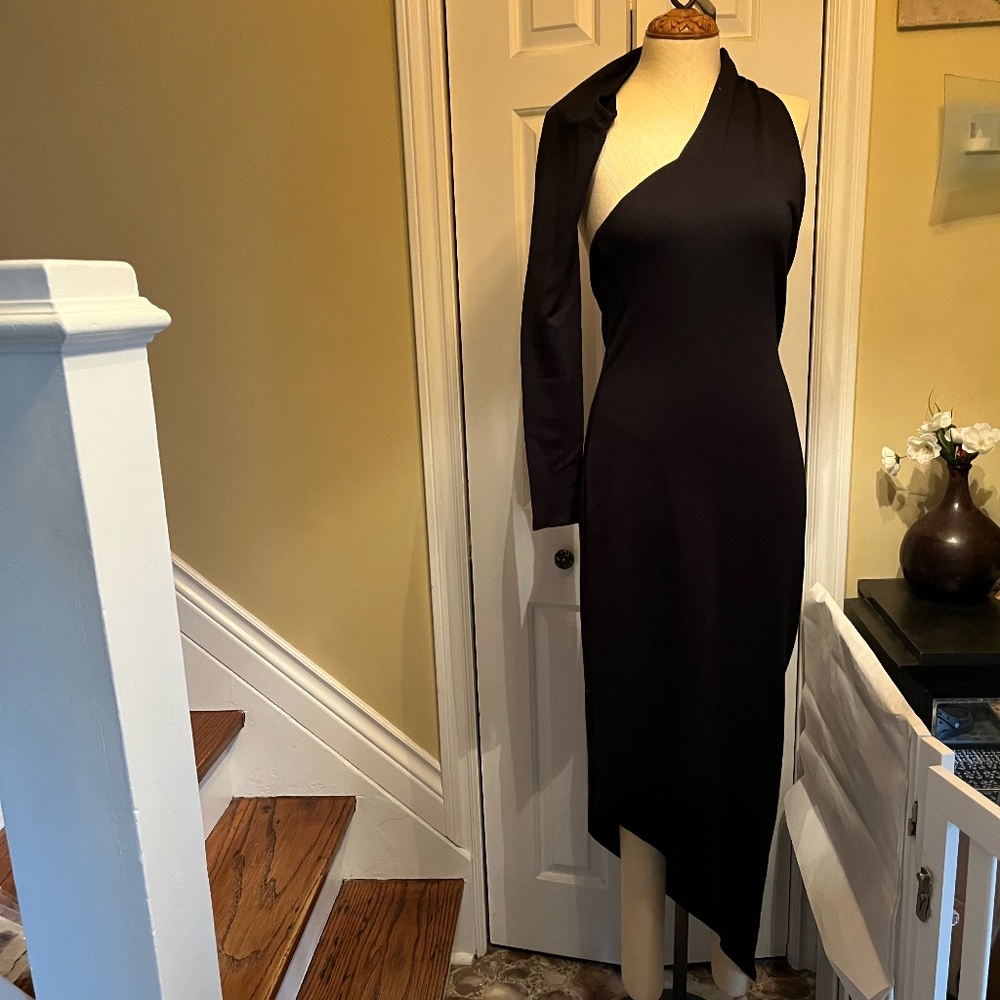 Marcella Moda Black Manhattan One Shoulder Maxi Dress Size M
